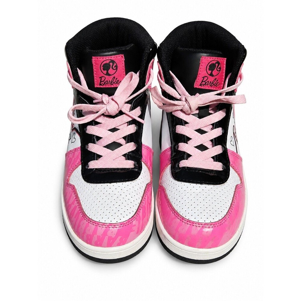 Barbie Girls High Top Sneakers Pink White Black Size 2